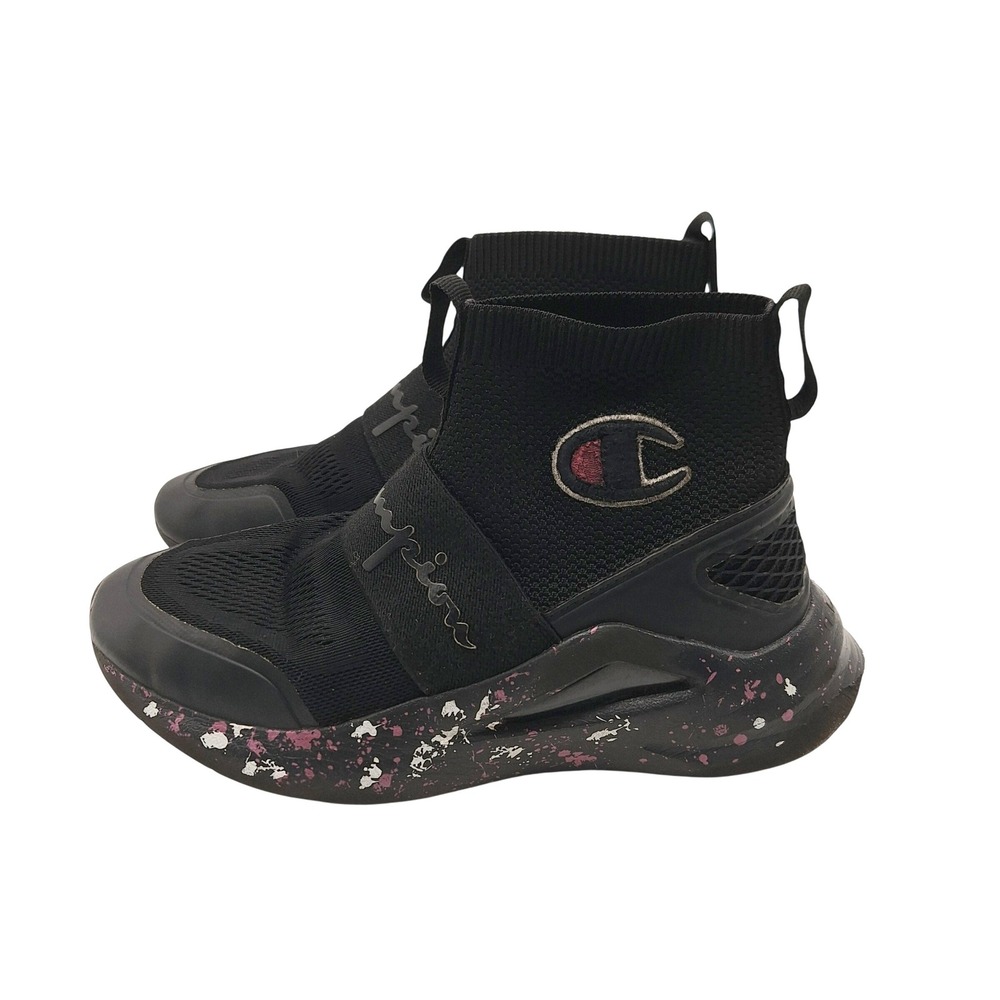 Champion Acela 2 Black Pink Splatter Knit High Top Sneakers CP102073Y Kids 6